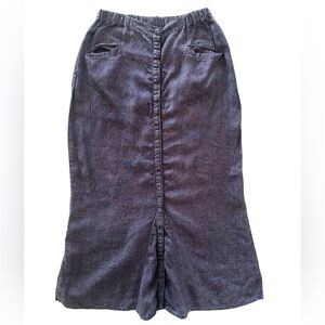 FLAX by Jeanne Engelhart Vintage Long Linen Skirt Size Small Snap Front Gray